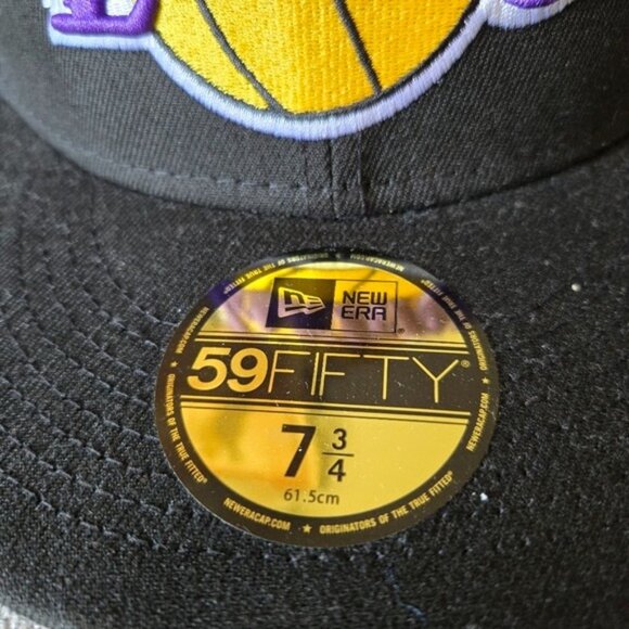 New Era 5950 Los Angeles Lakers 7 3/4 Men Basic Fitted  Black Logo Hat gf 112025 - Picture 5 of 8